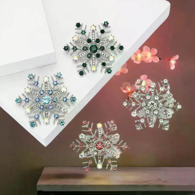 Broches de Copo de Nieve de Pedrería de Lujo de Moda Para Ropa de Mujer Abrigo Joyería Accesorios Regalos