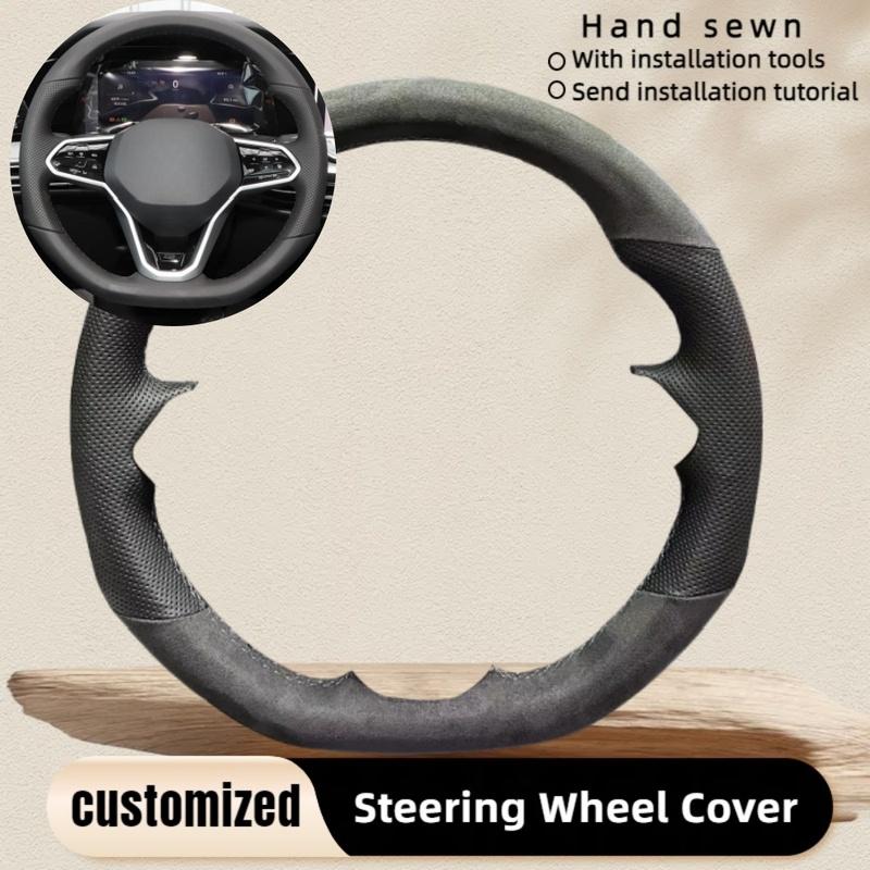 

Car Steering Wheel Cover For Volkswagen VW Golf 7 6 MK7 MK6 MK5 NK4 NK3 ized Suede DIY Steering Wrap Car Accessories Black Thread