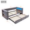 Upholstered Bed 90/180 × 190 Cm, with LED Lighting, Sockets and Lots of Storage; Upholstered Bed, Multifunctional Sofa Bed, Single Bed, Dark Grey