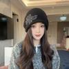 Butterfly Pattern Drawstring Beanie Cap Windproof Ear Protection Hat Knitted Woolen Hat  for Women