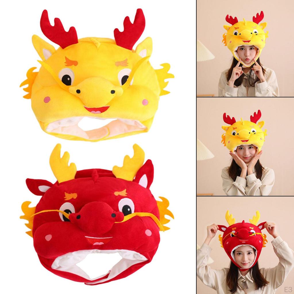 Plyšová dračí čepice Kreslené zvířecí oblečení Kluci Dívky Pohodlná Zábavná pokrývka hlavy Pokrývka hlavy pro
