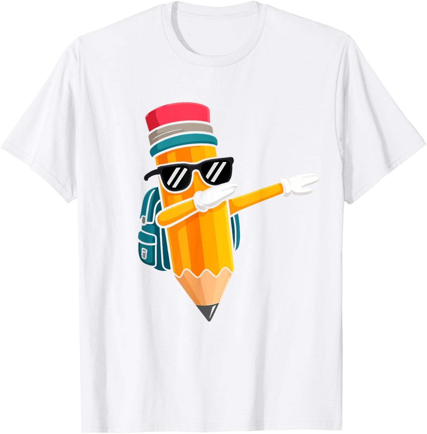 Dabbing Pencil Dancing Back To School Funny Students Unisex T-Shirt S разноцветный