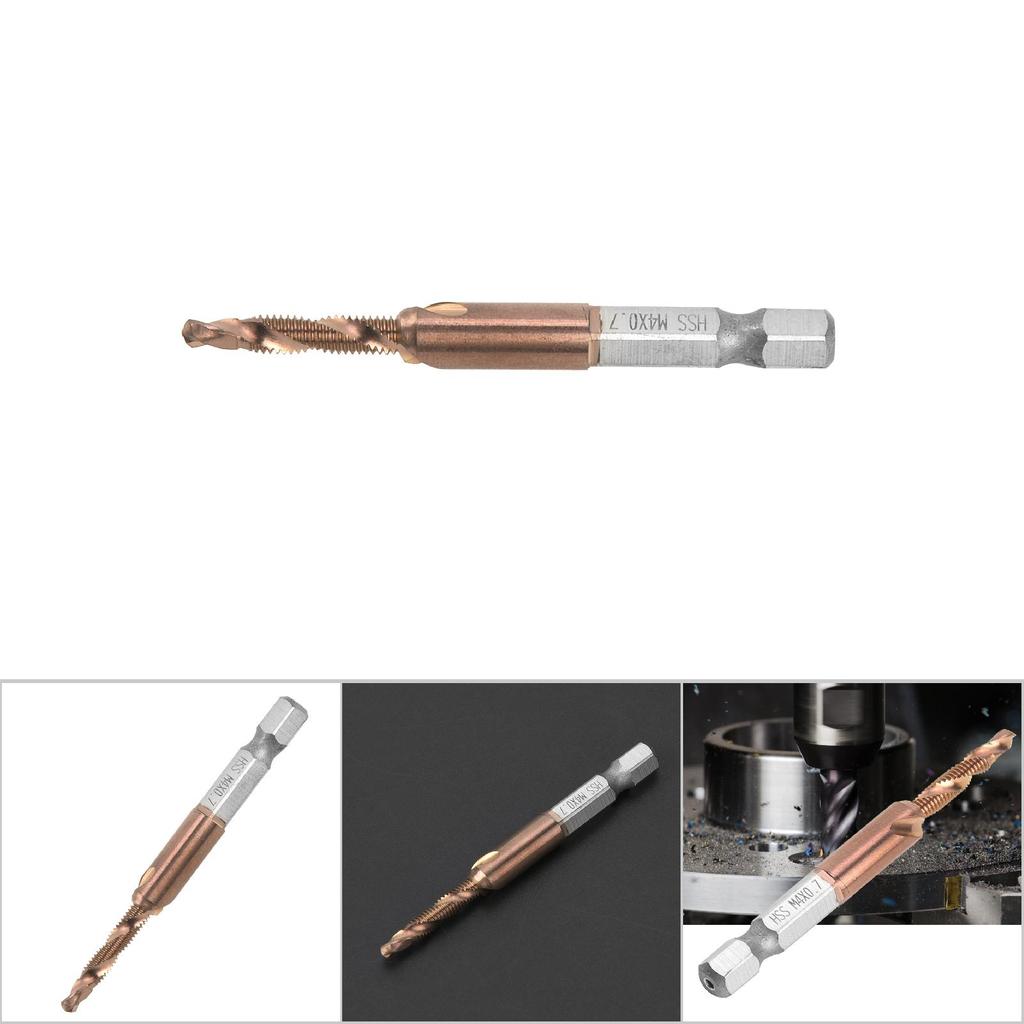 High Speed Steel 6.35mm Hex Shank Tap Drill Bit Compound Tap for Internal Chip Removal (M3)