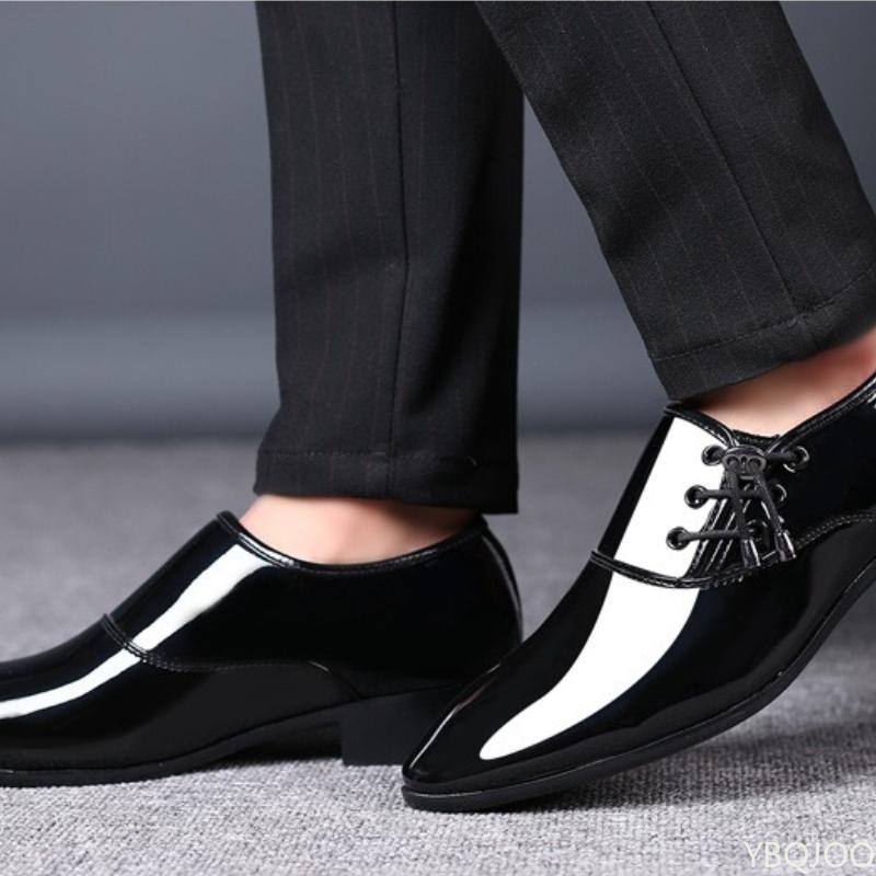 2026 Large Size Fashiable Men's Office Business Formal Shoes Low Cut Daily Comfortable Pointed Shiny Men's Wedding Shoes