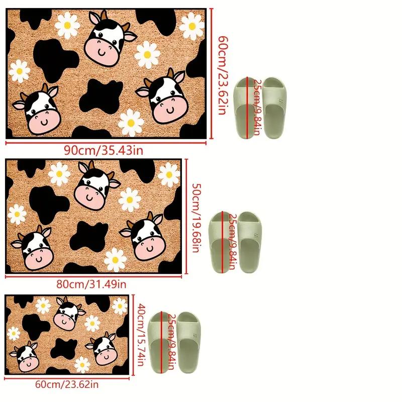 Cartoon Cute Cow Print Doormat, Durable Machine-Washable Bedroom Entrance Rug, Hallway Bathroom Door Mat Home Decor