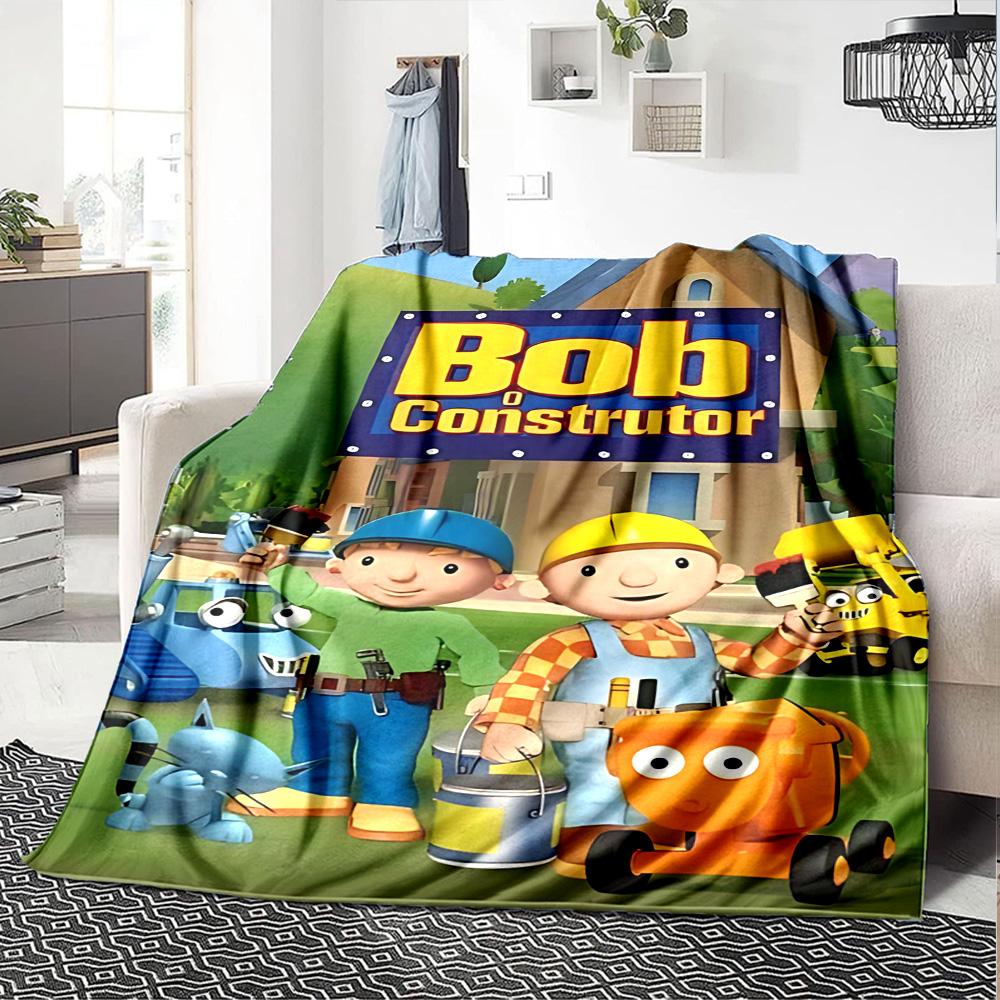 Bob Builder'S Adventure Flannel Blanket Super Soft Warm Cozy Blanket For Sofa Bed Office Travel Allseason Home Decor Gift
