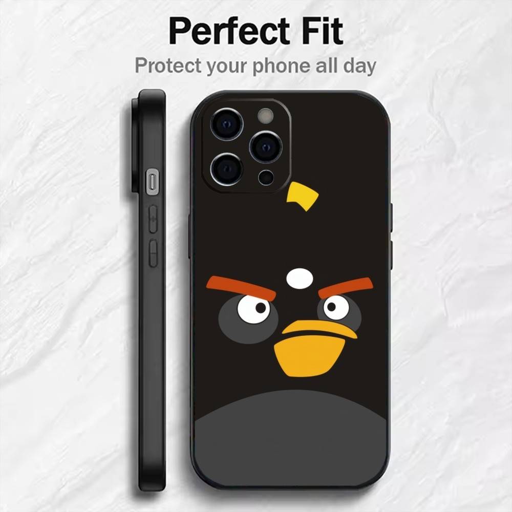 BIRD Game A-Angry-y B-Bird Phone Case For iPhone17,16,15,14,13,12 Plus,Max Soft Silicone Black Cover