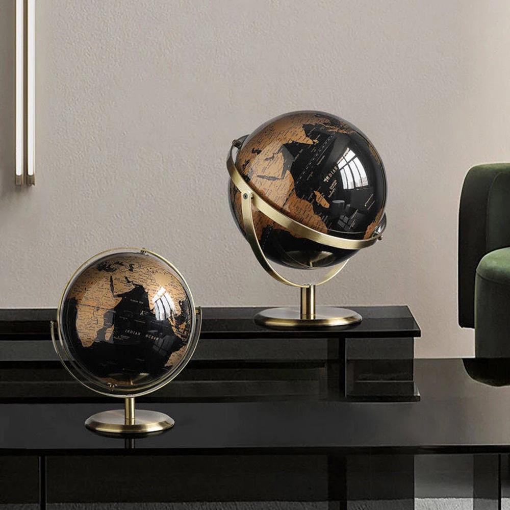 Home Decor Accessories Retro World Globe Modern Desktop Globe Geography Creative Learning Map For Kids Education Red Gold 2 Size