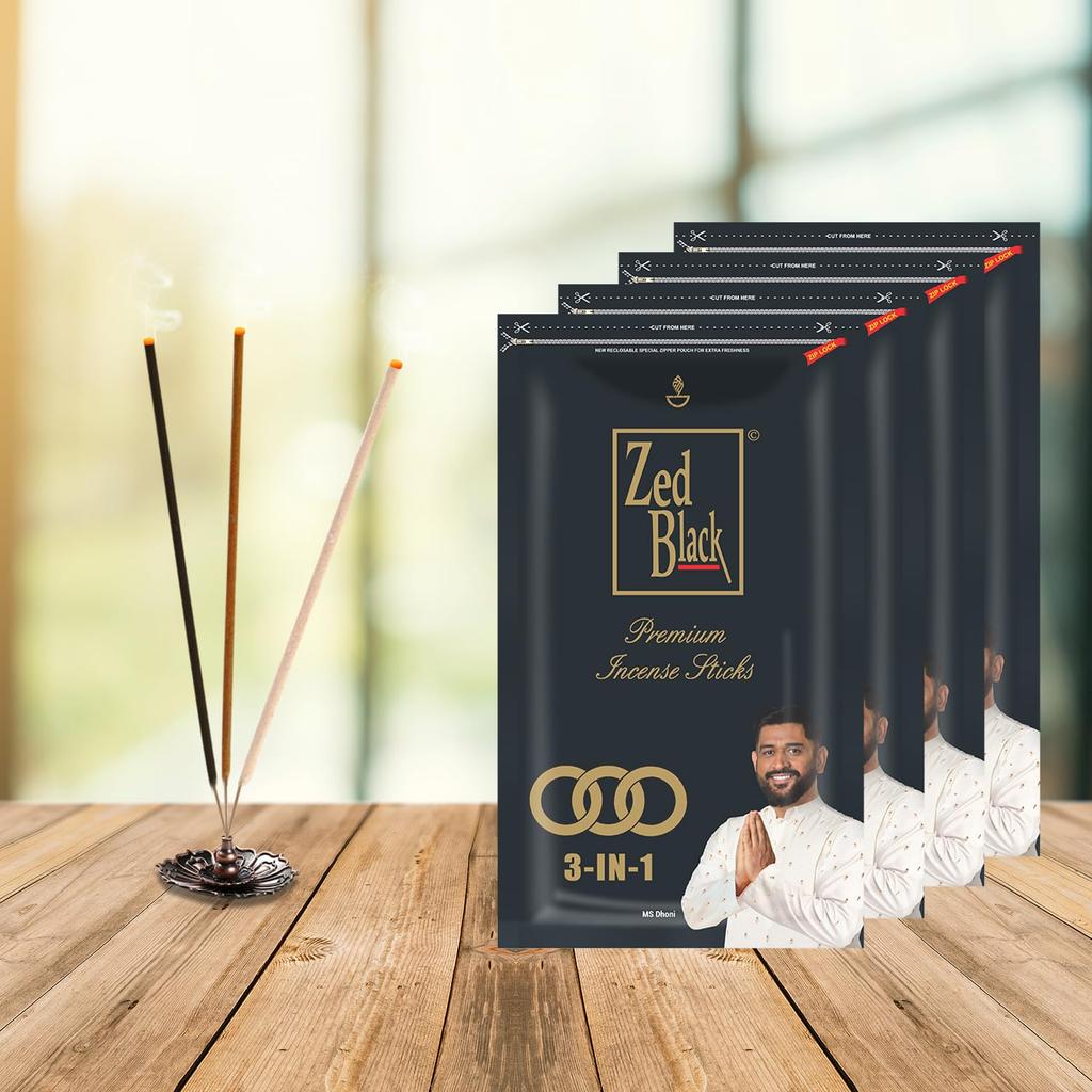 Zed Black Premium Incense Sticks Long Lasting Aroma For Relaxing Environment Pack of 4