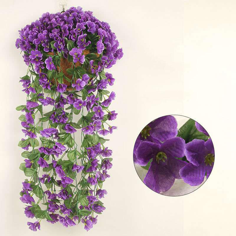 

Шелковый цветок, подвесное украшение, искусственный цветок, балкон, хлорофитум, труба, искусственный настенный подвес, левкий цветок, настенный 25*85cm синий
