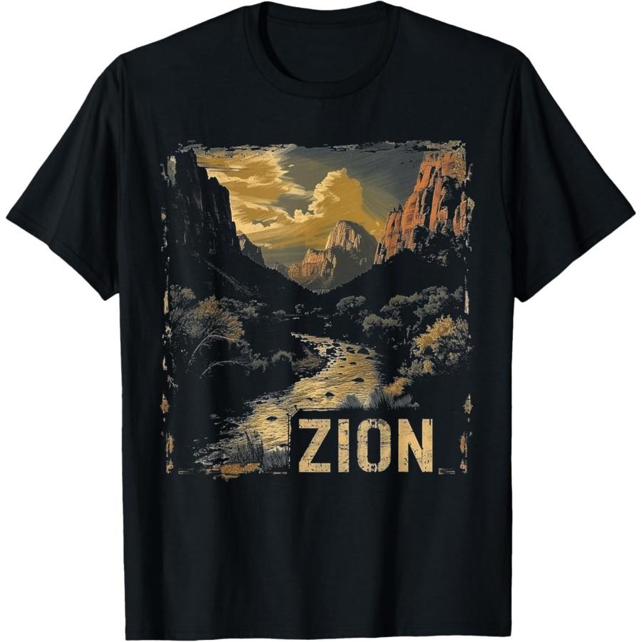 Zion - US National Park Vintage Men Women Kids Retro T-Shirt XXXXXL чёрный