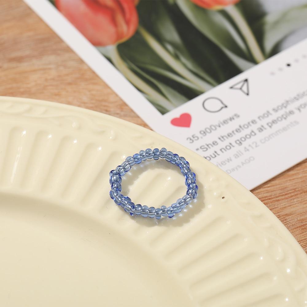 iF ME Mehrfarbiger kleiner Blumenring, koreanische Version, handgewebter Perlenring, Reisperlen-Ring, Damen- und Mädchenschmuck, kleiner Ring im frischen Stil