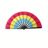 Vibrant Rainbow Folding Fan - Durable, Colorful Handheld Accessory for Pride Parties, Music Festivals & Raves