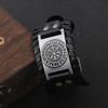 Charm Wide Leather Bracelet Men Punk Braided Rope Alloy Cuff Bangle Male Wristband Viking Bracelet Mens Jewelry with Wood Box