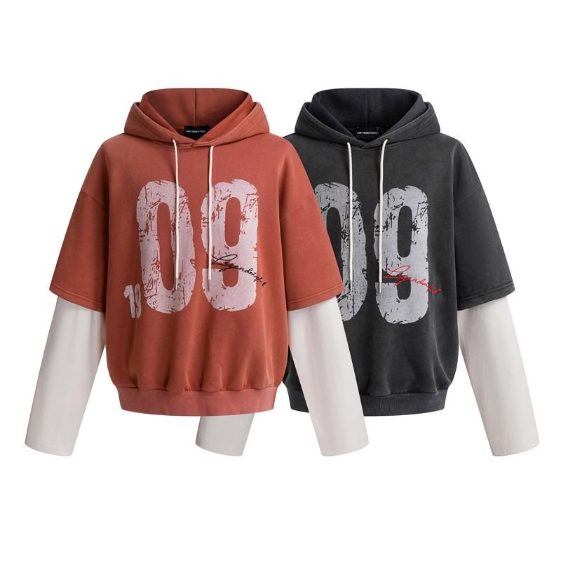 Unisex Oversized Hooded Sweatshirt With Vintage Washed Letter Print Loose Fit Streetwear Casual Pullover