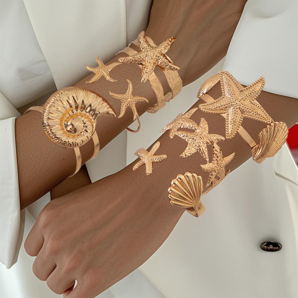 Fashion Exaggerated Starfish Conch Bracelet Bracelet Design Sense Metal Scallop Shell Open Bracelet