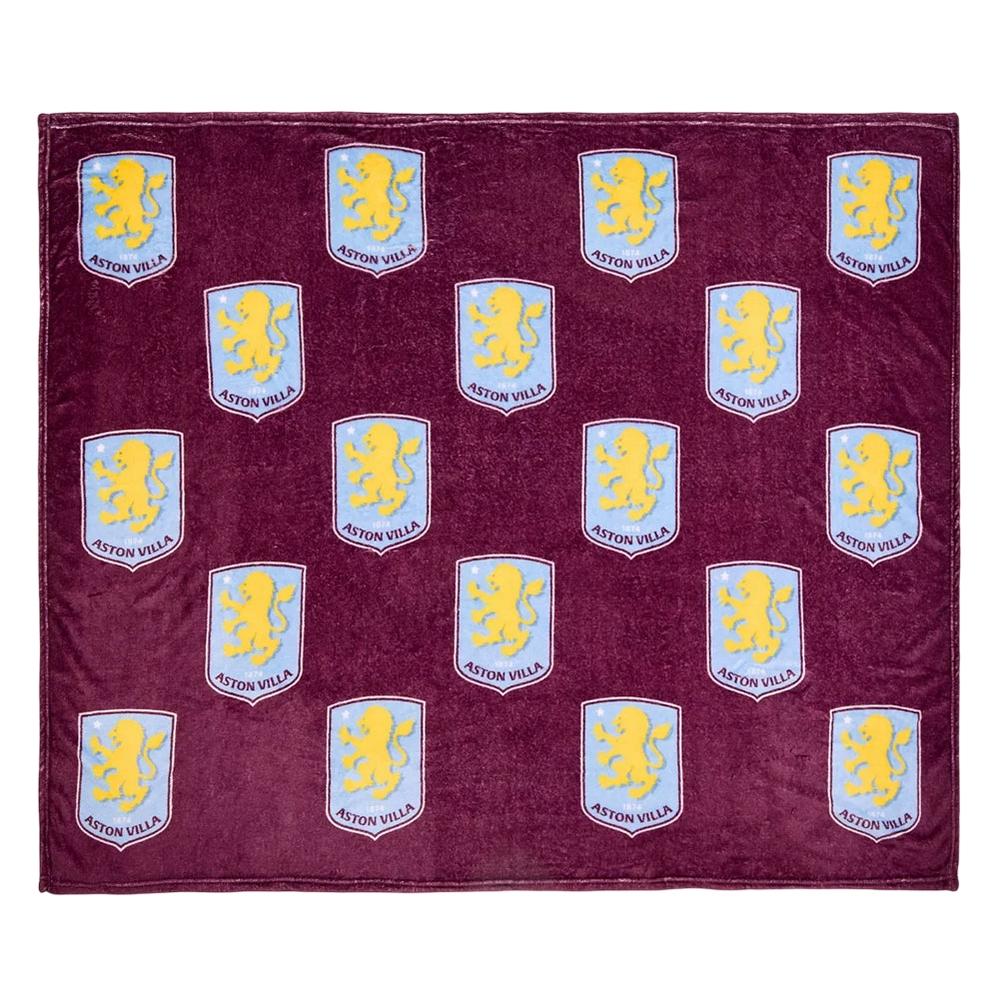 Aston Villa FC Fleece Multi Crest Blanket