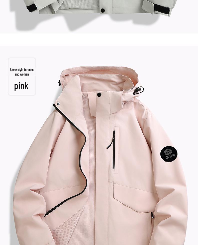 Autumn/Winter Outdoor Cardigan Jacket with Removable Hood – Wear-Resistant Student Team Uniform & Self-Driving Camping Windbreaker