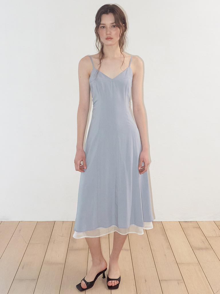 Etmont Slip Layered Hem Dress, Sky Blue