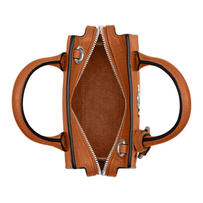 Coach 15 Logo Removable Shoulder Strap Crocodile Embossed Leather Shoulder Crossbody Handbag Mini Women's Washed Orange