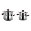 Ergonomic Wood Handle 304 Stainless Steel Double Steamer Cooker Suitable for Safe and Effortlessly Cooking Experience