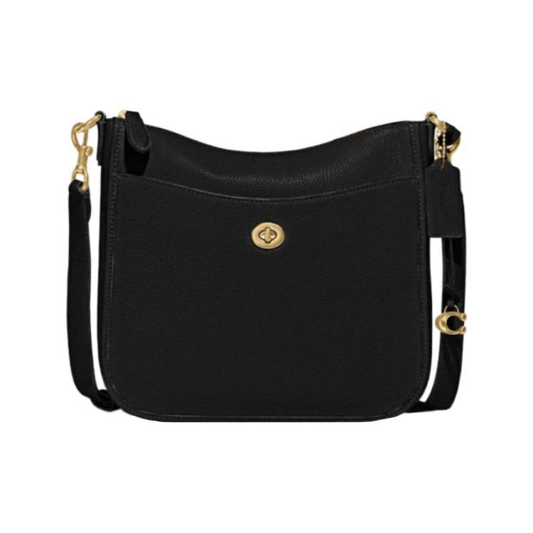 

Coach Chaise 27 Pebble Grain Leather Crossbody Bag Large Women Bags Black C8483-B4BK Basic Set (Bag+Dust Bag)