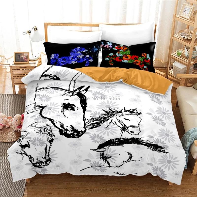 New Animal Horse 3d Bedding Set Printed Duvet Cover Set with Pillowcase Twin Full Queen King Size Bedclothes Drop Shipping