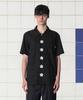 UNALLOYED Button Flower Half Shirt / Black