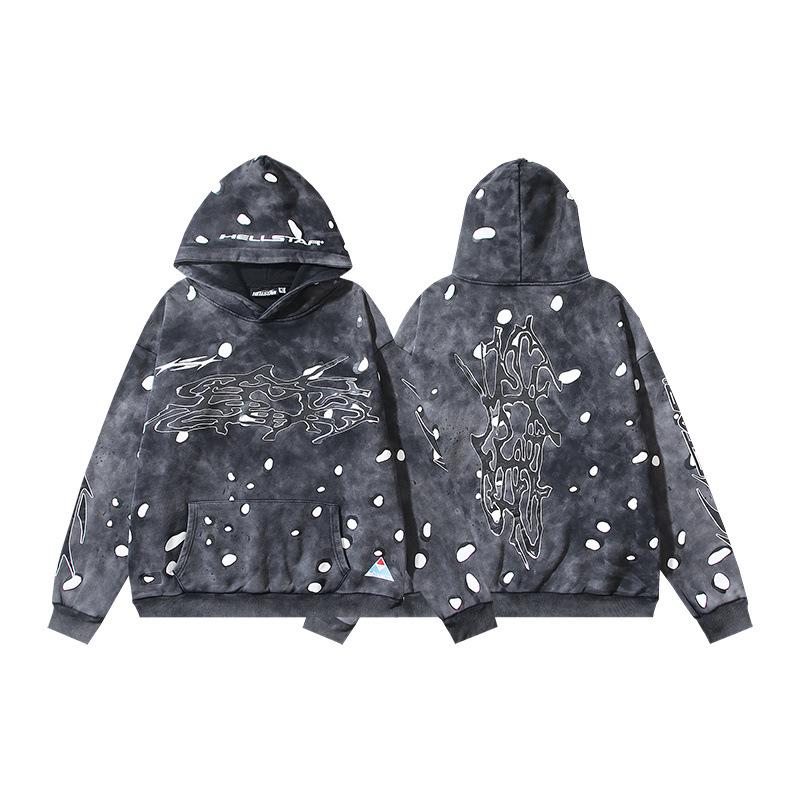 Set Felpa con Cappuccio Trendy Autunnale Hell Star Lavata Usurata per Uomo e Donna