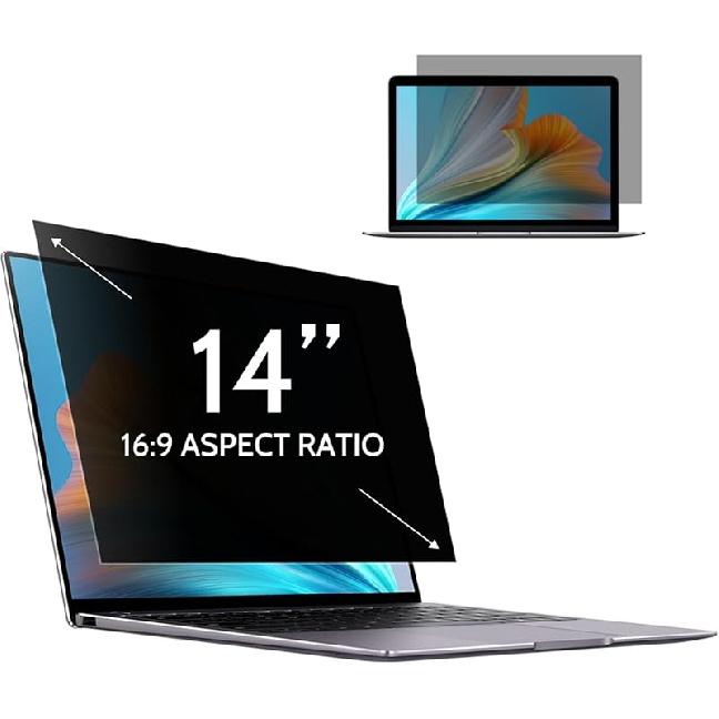 Computer Privacy Screen 24 Inch, Display Privacy Shield for 16: 9 Aspect Ratio, Monitor Anti-Glare & Privacy Filters, Anti-Blue Light, Removable 14 Inch (Diagonal) - 16:9