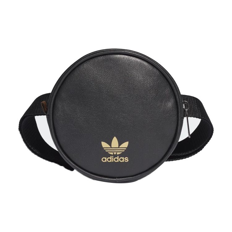 Adidas Originals Gold Label Logo Round Polyurethane Shoulder Crossbody Mini Bag Women bags Black FL9628 Black