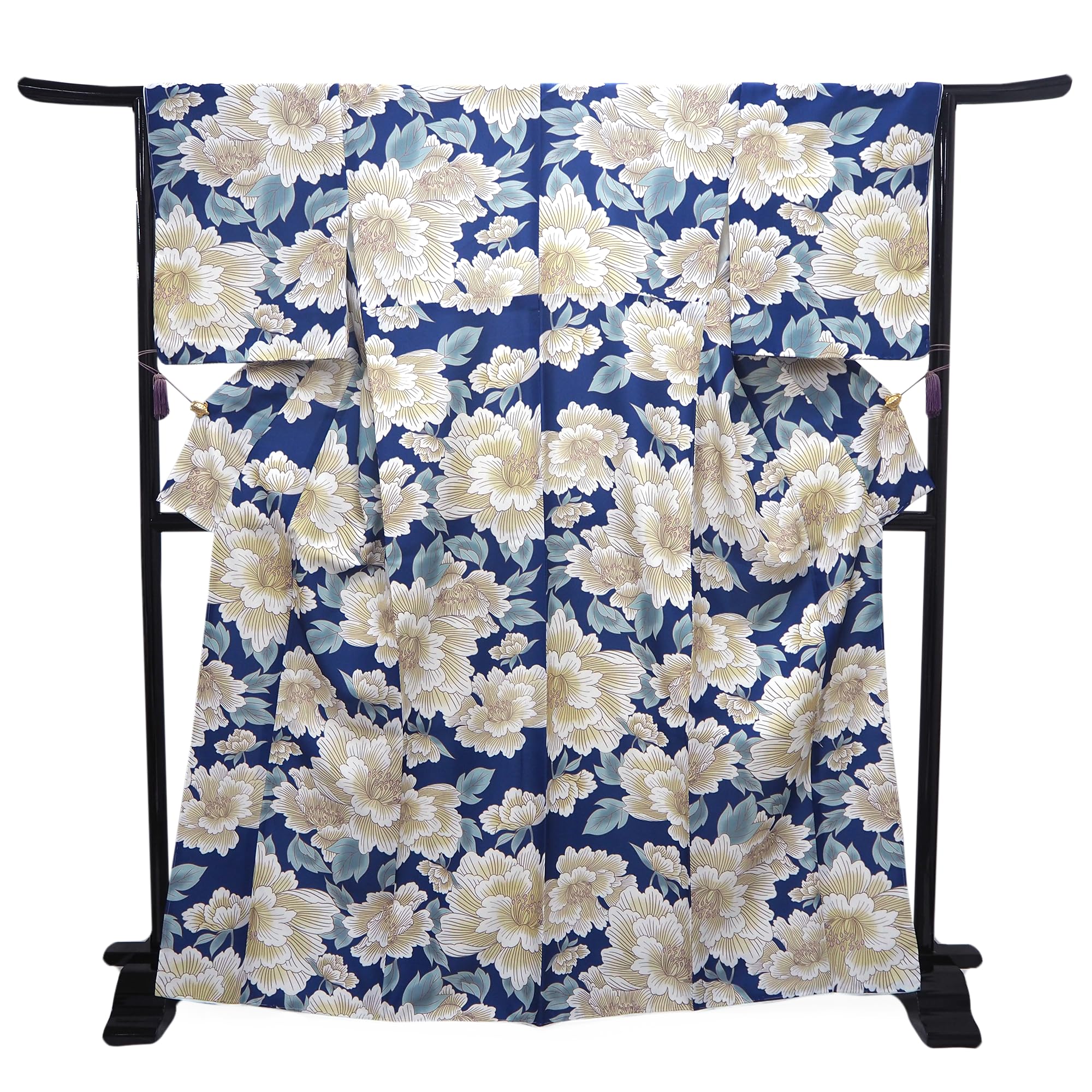 

Fine M Peony on Blue Ground [Kimono Kyokomachi] Kimono, Washable, Sleeve, Pattern, Tailored, Original, Women s, Size, No.4