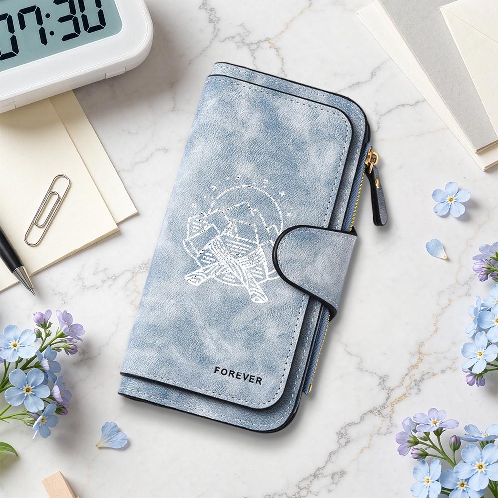 Retro Printed Long Wallet Large Capacity Multi Card Slot Durable Fashion Purse