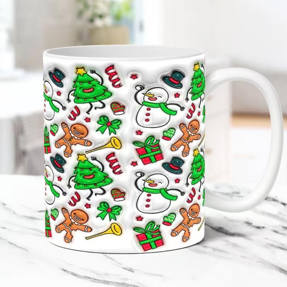 Christmas Snowman Gingerbread Man Socks Ceramic Coffee Mug