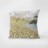 "Charming Daisy Field & Lake Scenery Throw Pillow Cover - Idyllic Landscape Cushion Case"