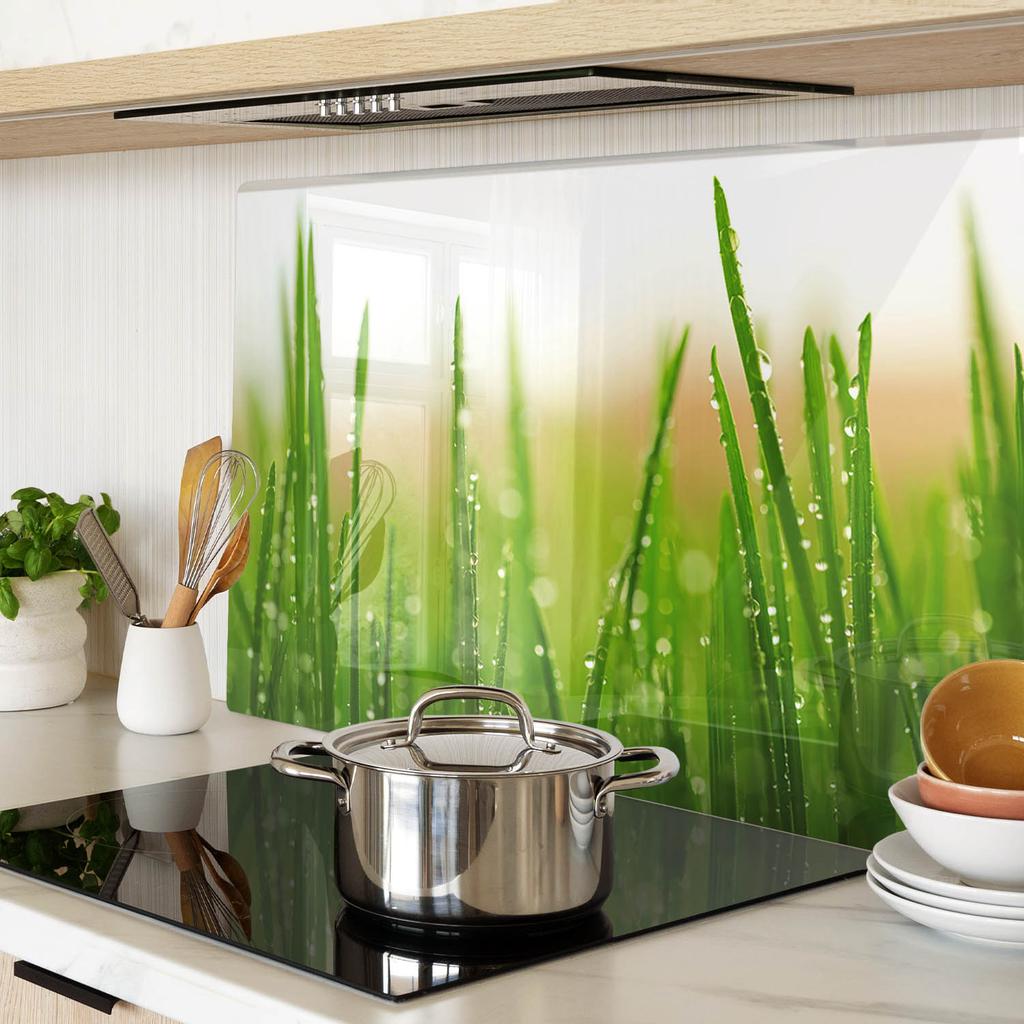 Decorative Kitchen Glass Cutting and Serving Board Grass 80x52 cm