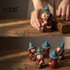 Halloween Party Decoration Witch on Broomstick Resin Figurine, Gnome Statue with Wizard Hat, For Shelf Vintage Spooky Decor for Desk Table,
