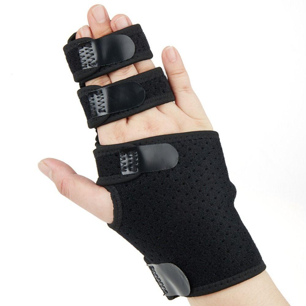 Adjustable Double Fingers Splint Left/Right Locking Hand Support Brace Soft Stroke Straightening Finger Protector Ring Fingers