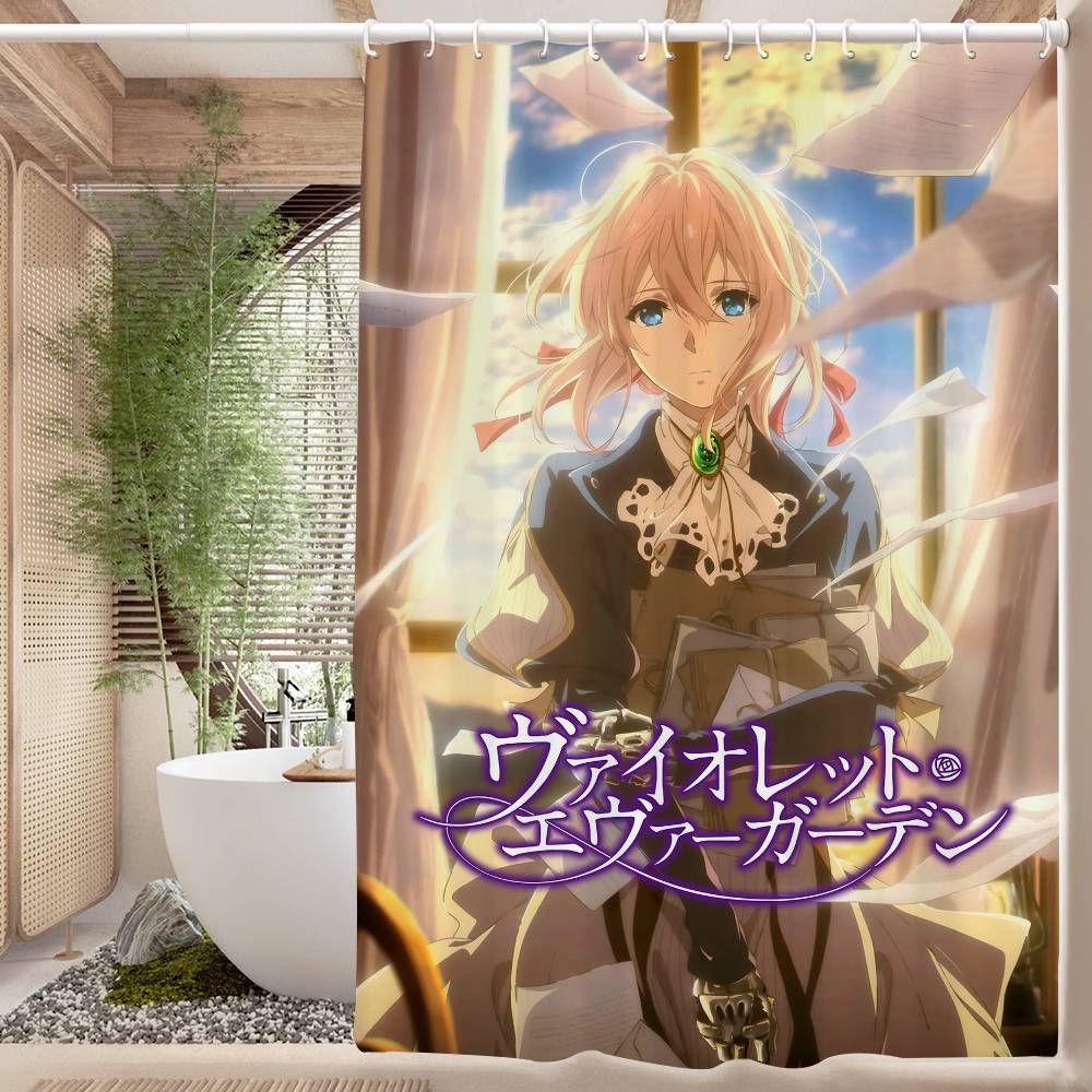 Anime Violet Evergarden Pattern Bathing Curtain Bathroom Shower Curtain Waterproof With 12 Hooks Home Deco