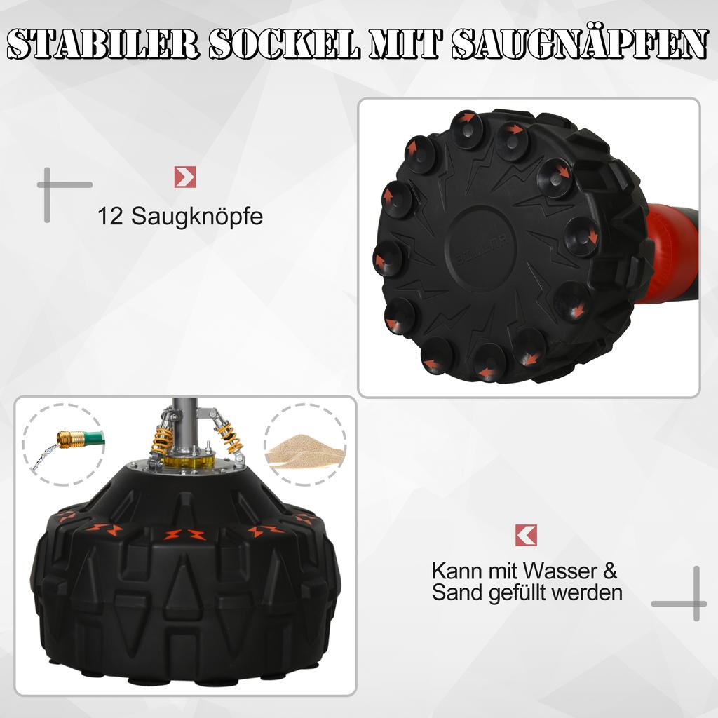 Freestanding Punching Bag for Adults, Suction Cup Base, Black and Red, 60x60x180 cm