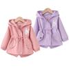 Autumn Casual Long Windbreaker Coat For Girls Cute Rabbit Baby Jacket Hooded Children's Outerwear