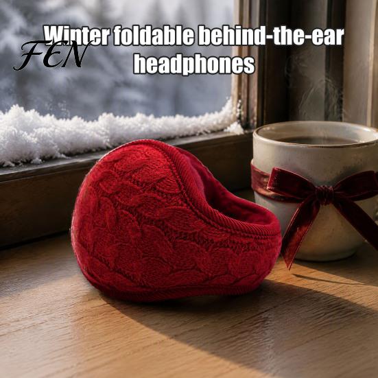 Soft Plush Ear Covers Winter Muffs for Women Men, Foldable Earmuffs with Thickened Cozy Protectors Lining, Knit Thermal Warmers Outdoor Sports Skiing