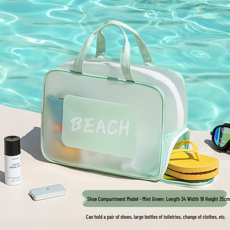 Transparent Waterproof Toiletry Bag - Large Capacity for Men, Wet/Dry Separation, Swimsuit Storage, Portable Travel Organizer