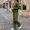 Women's Loose Fit Long Sleeve Top and Wide Leg Pants 2-Piece Tracksuit for Casual Workout