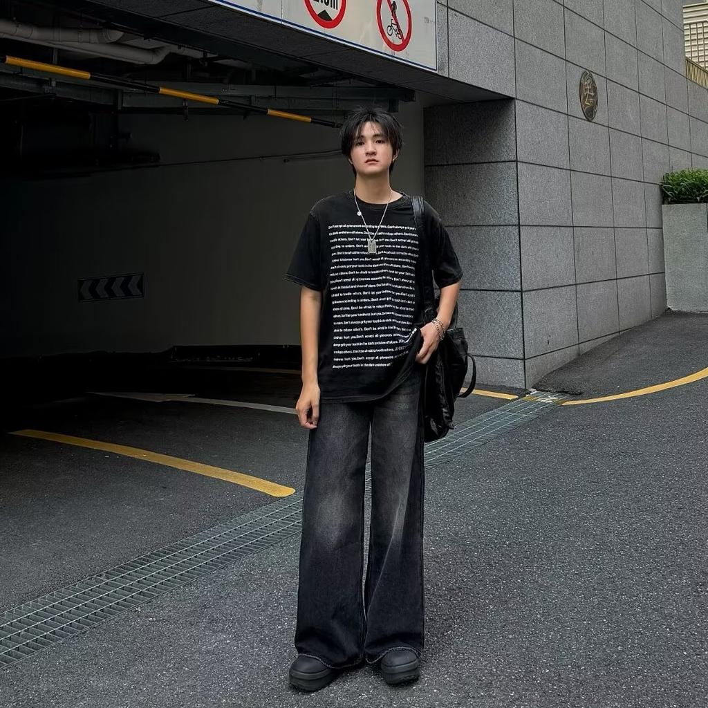 Retro Jeans Men'S Autumn New Style Explosive Street Hooligan Handsome Casual Pants For Teenagers Loose Straight Leg Wide Leg Men'S Pants