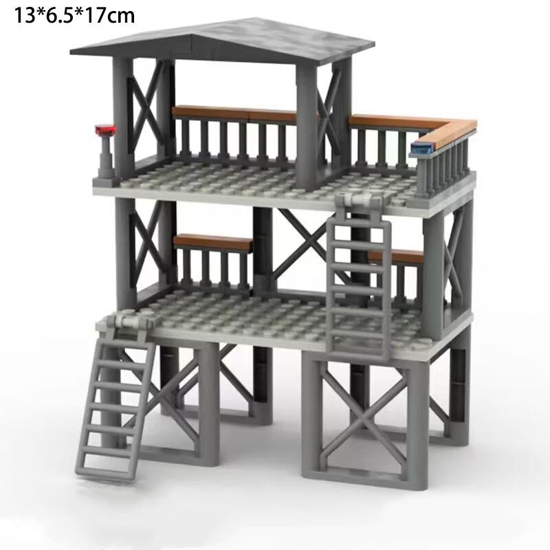 MOC Military War Accessories WW2 Soldier Building Blocks Roadblock Motorcycle Case Container Bag Brick Toy