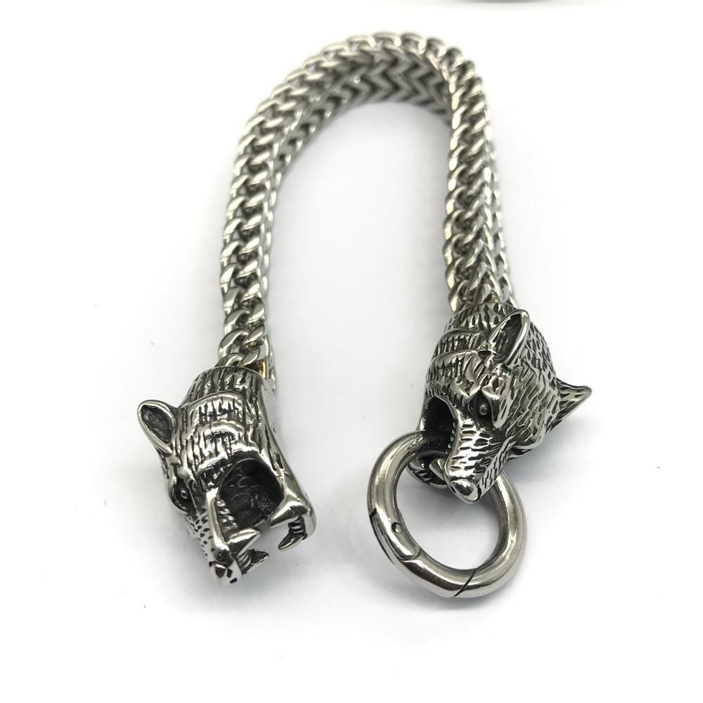 Nordic Titanium Steel Double Bracelet Men's Viking Celtic Wolf Head European and American Bracelet Bracelet