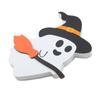 Niedliche Geister-Halloween-Dekoration für den Innenbereich, gruselige Deko, Holztablett-Dekor, Tischschild, schwarzer Katzenbesen, Kürbisblöcke für Partys, Zuhause, Regaldisplay