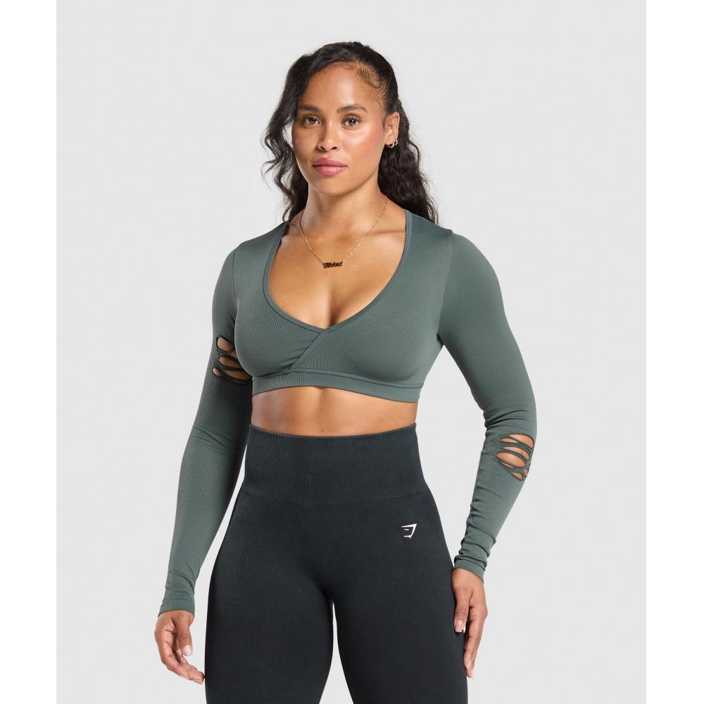 

Gymshark приобретает бесшовный потертый суперкроп-топ Teal B9a6d Tbnh XS