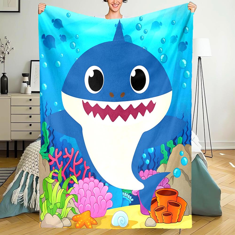 Shark Theme Printed Blanket - Perfect for Couch, Bed, Travel & Outdoor Use | Machine Washable, Cozy & Durable.